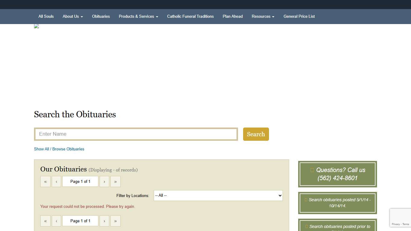 Recent Obituaries | All Souls Mortuary